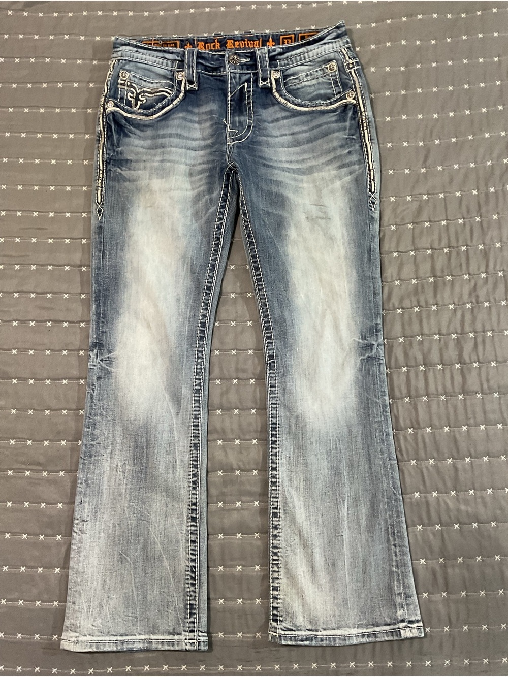 Rock Revival Men’s Faded Blue Boyce Slim Bootcut Jeans